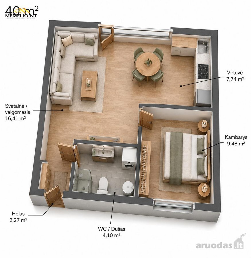 40 m² buto planas